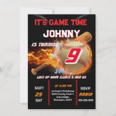 Editable Baseball Birthday Invitation 招待状 (正面)