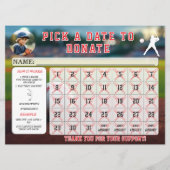 Editable Baseball Fundraiser Calendar  招待状 (正面)