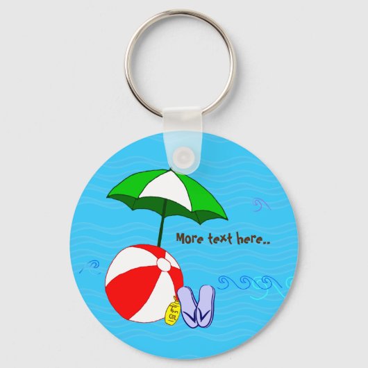 Editable Beach Ball Pool Umbrella Waves キーホルダー (裏面)