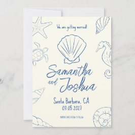 Editable Beach Wedding Save the Date Card 招待状