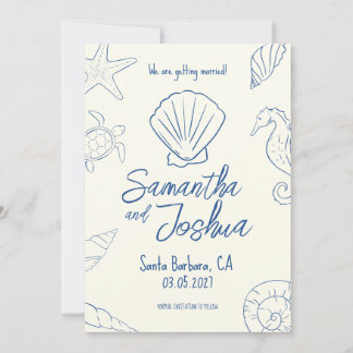 Editable Beach Wedding Save the Date Card 招待状