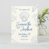 Editable Beach Wedding Save the Date Card 招待状 (スタンド正面)