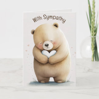 Editable Bear With Heart Sympathy カード