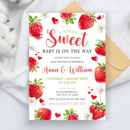 Editable Berry Sweet Baby Shower Invitation, Blush 招待状
