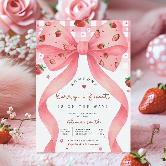 Editable Berry Sweet Baby Shower Invitation, Blush 招待状