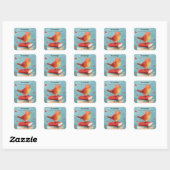 Editable Bird on Books Bookplate Sticker スクエアシール (シート)