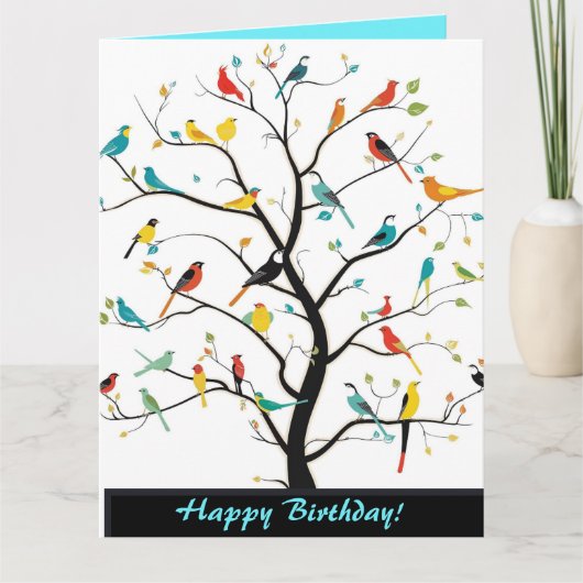 Editable Birds in a Tree Greeting カード (正面)