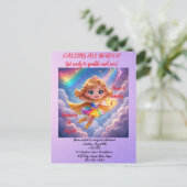 Editable Birthday Invitation – Superheroine Theme ポストカード (スタンド正面)