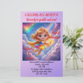 Editable Birthday Invitation – Superheroine Theme 便箋 (スタンド正面)