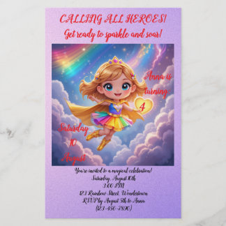 Editable Birthday Invitation – Superheroine Theme 便箋