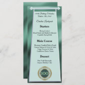 Editable Birthday Menu 100th Green Glitter メニュー (正面/裏面)