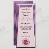 Editable Birthday Menu 100th Rose Gold Glitter メニュー (正面/裏面)