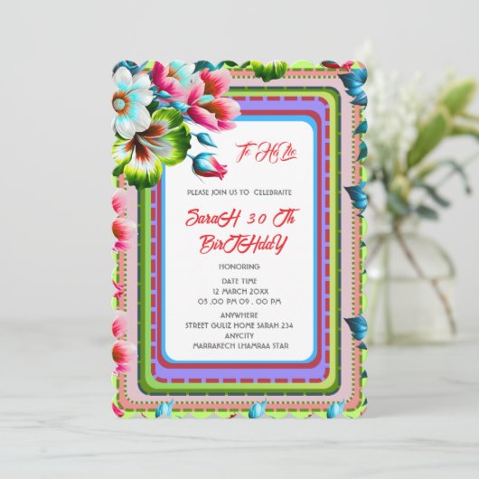 Editable Birthday Party Invi Hand Drawn  Invitatio 招待状 (スタンド正面)