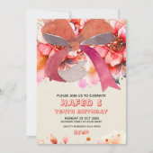 Editable Birthday tenth  Coquette Pink Bow Birthda 招待状 (正面)