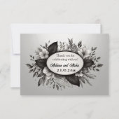 Editable Black and White Floral Notecard 招待状 (正面)