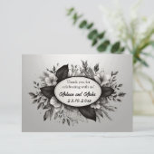 Editable Black and White Floral Notecard 招待状 (スタンド正面)