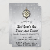 Editable Black and White Ornament Stars Background 招待状 (正面/裏面)