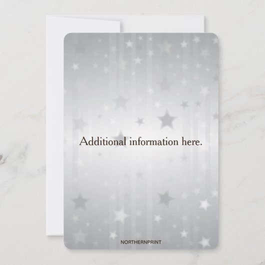 Editable Black and White Ornament Stars Background 招待状 (裏面)