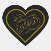Editable Black Gold Engagement Envelope Seal ハートシール (正面)