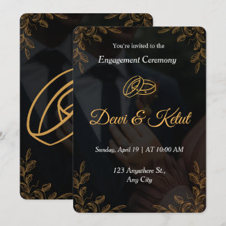 Editable Black Gold Engagement Invitation Template 招待状