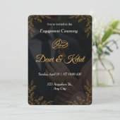 Editable Black Gold Engagement Invitation Template 招待状 (スタンド正面)