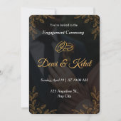 Editable Black Gold Engagement Invitation Template 招待状 (正面)