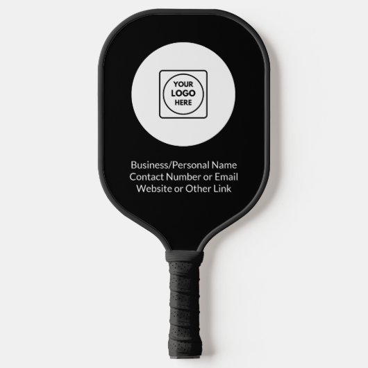 Editable Black Office Logo Text Promo Design ピックルボールラケット (正面)