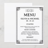 Editable Black & White Irish Celtic Knot Wedding  メニュー (正面/裏面)