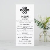 Editable Black & White Trinity Celtic Knot Wedding メニュー (スタンド正面)
