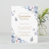 Editable Blue and Gold Quinceañera Invitation 招待状 (スタンド正面)