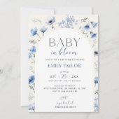 Editable Blue Baby In Bloom Baby Shower Invitation 招待状 (正面)