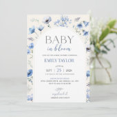Editable Blue Baby In Bloom Baby Shower Invitation 招待状 (スタンド正面)