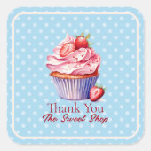Editable Blue Bakery Thank You  | Cupcake Logo スクエアシール (正面)