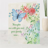 Editable Blue Butterfly and Flowers カード (正面)