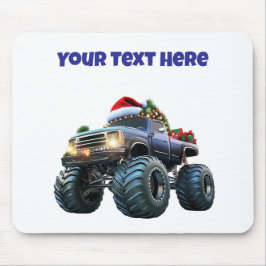 Editable Blue Monster Truck Christmas Mousepad マウスパッド
