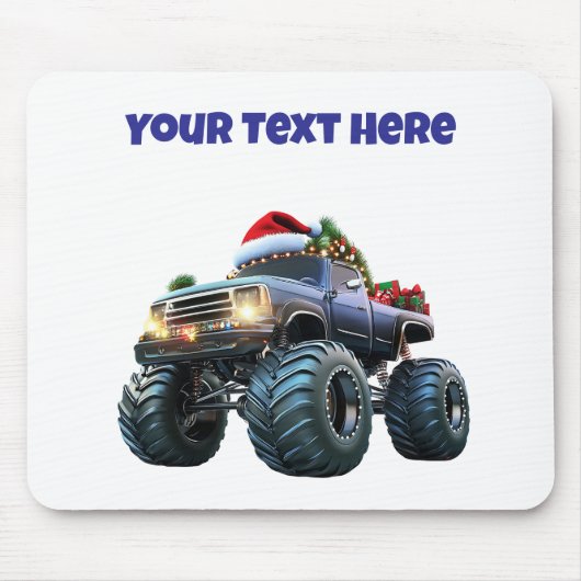 Editable Blue Monster Truck Christmas Mousepad マウスパッド (正面)