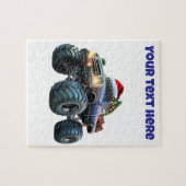 Editable Blue Monster Truck Christmas Puzzle  ジグソーパズル (横)