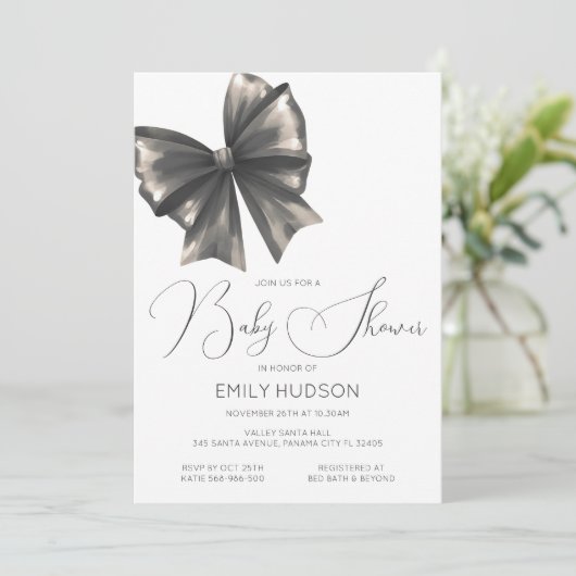 Editable Blush Bow Coquette Invitation 招待状 (スタンド正面)