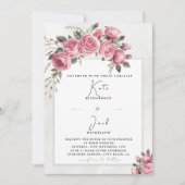 Editable Blush Rose Floral Frame Wedding 招待状 (正面)