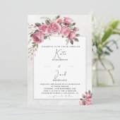 Editable Blush Rose Floral Frame Wedding 招待状 (スタンド正面)
