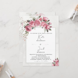 Editable Blush Rose Floral Frame Wedding 招待状