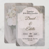 Editable Boho Neutral Wedding Invitation Template 招待状 (正面/裏面)