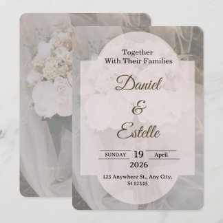 Editable Boho Neutral Wedding Invitation Template 招待状