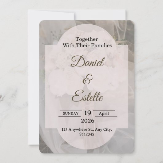 Editable Boho Neutral Wedding Invitation Template 招待状 (正面)