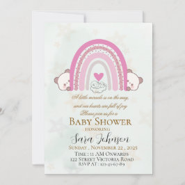 Editable Boho Rainbow Baby Shower Invitation 招待状
