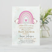 Editable Boho Rainbow Baby Shower Invitation 招待状 (スタンド正面)