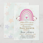 Editable Boho Rainbow Baby Shower Invitation 招待状 (正面/裏面)