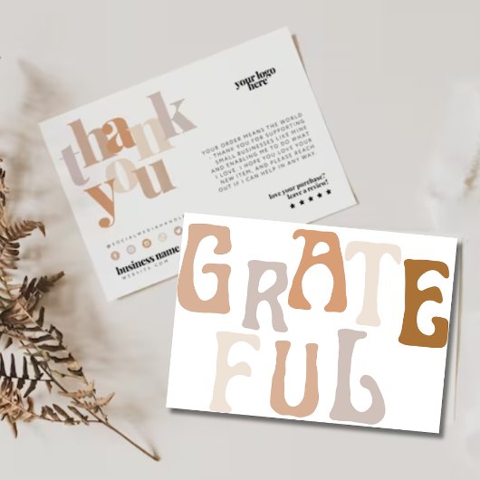 Editable Boho Thank You Business Cardテンプレート サンキューカード