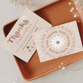 Editable Boho Thank You Business Cardテンプレート 招待状