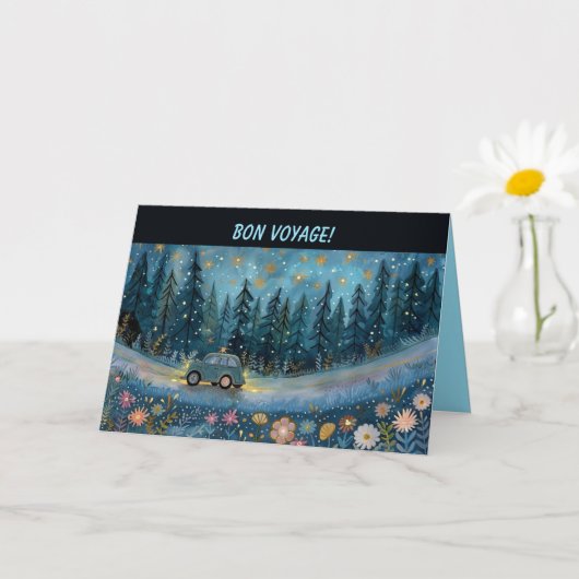 Editable Bon Voyage Car and Flowers カード (小さな植物)